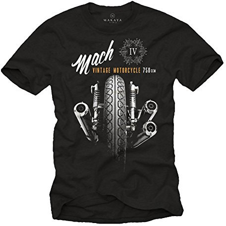 Vintage Motorrad T-Shirt für Männer MACH 4 schwarz Größe XXL