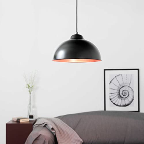 Licht-Erlebnisse Industrie Hängeleuchte Schwarz Metall Kupfer innen Ø37cm E27 Pendelleuchte Küche Esstisch Wohnzimmer
