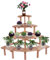 Duokon Pflanzentreppe Blumenbank, 4 Tiers Kiefernholz Ecke Blumen Topf Steht Pflanze Display Regal Blumentreppen Dekoration(Naturholz)