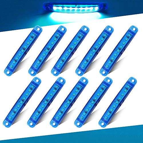 Teguangmei 10Pcs LED Luces de Posición Lateral 12-24V Azul de Posición Lateral 3,9'' Luz de Advertencia,Utilizada Para Luces de Posición Delanteras y Traseras de Camión Remolque, Camión, Caravana