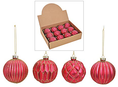 MC-Trend 12 edle Weihnachtskugeln im Set aus Glas (Ø 8 cm) – einzigartige Christbaumkugeln für Festliche Eleganz. Glanz und Stil für Ihren Weihnachtsbaum (Pink Gold)