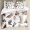 ABAKUHAUS Katze Bettbezug Set, Lustige Spielerische Katzen Bild, Milbensicher Allergiker geeignet mit Kissenbezügen, 200 cm x 200 cm - 80 x 80 cm, Braun Schwarz Weiß