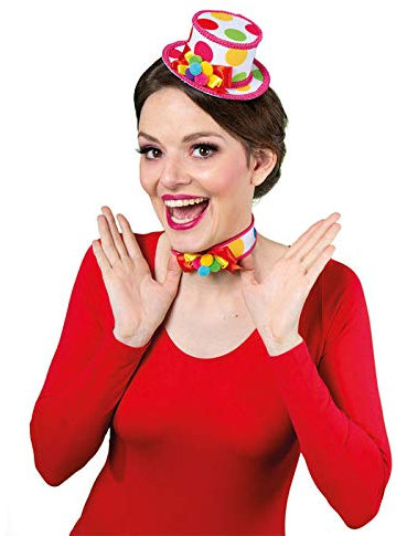 WOOOOZY Hut Mini-Zylinder bunter Clown, mit Haarclips