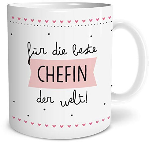 OWLBOOK® Geschenke für Chefin Beste Chefin Tasse mit Spruch Geschenke Geschenkideen Chefin zum Geburtstag Keramik 300 ml
