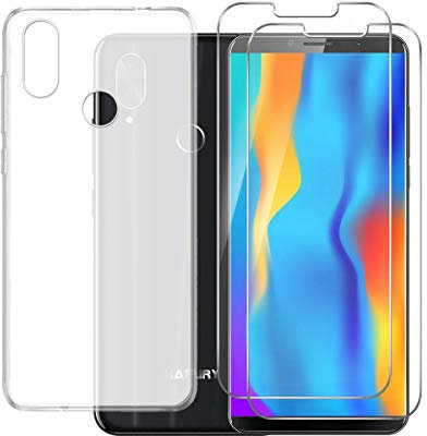 LYJERRY Carcasa Anti-Choques y Anti- Arañazos Hafury Note 10 Case Suave Blanco + 2Pcs Cristal Templado para Hafury Note 10 Smartphone 5.93 Cover Funda Silicona Case Protector Pantalla