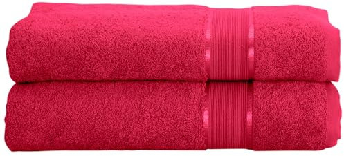 Mixibaby 2er Set Gästetuch Handtuch Duschtuch Badetuch Saunatuch Frottee Baumwolle 500gsm, Größe:Handtuch 50x100cm, Farbe:Weinrot