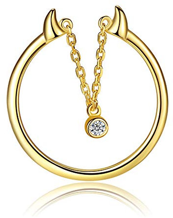 VIKI LYNN Kleine Dämon Verstellbarer Damen Ringe 925 Sterling Silber Einstellbar Öffnen Stil Fingerring Mädchen Größe 51