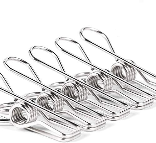 Lot de 28 épingles à linge pour pinces à linge – Pinces à linge robustes et polyvalentes en acier inoxydable avec fil métallique – Pinces de séchage pour corde à linge, cuisine, sac alimentaire, 6,6