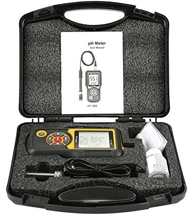 HT-1202 PHmetro digitale 0.05pH Tester di alta precisione per la qualità dell'acqua, misuratore di temperatura PH mV 0~14PH con custodia nera per fonti d'acqua, scuole, laboratori, farmacie