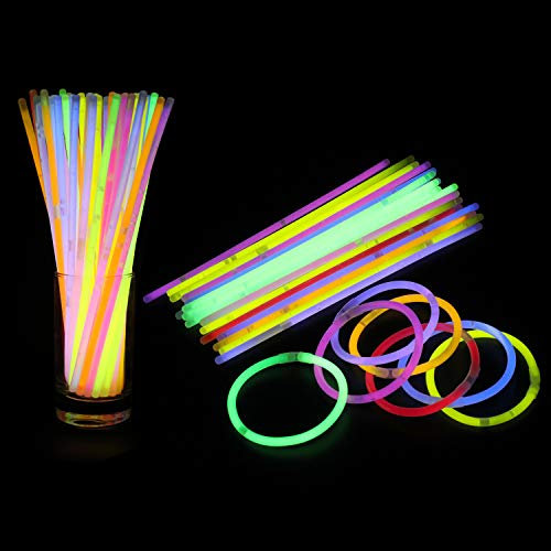 WedDecor 8 Zoll Leuchtstäbe Party Packungen Armbänder Halsketten Neon Licht Fluoreszierend 50 Teile Im Dunkeln Leuchtende Spaß Party Zubehör - Mehrfarbig Leuchtstäbe, 224pcs
