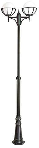 Licht-Erlebnisse Vintage Kandelaber NINETTE Schwarz Kugelschirm 185-285 cm 3x E27 Außenlampe Terrasse Garten Weg