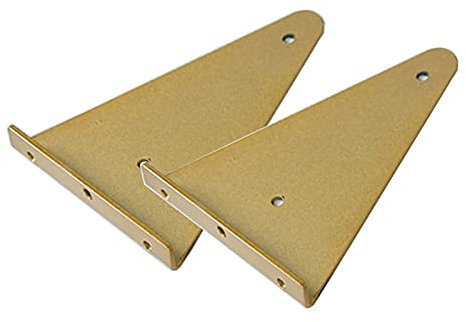 KOOEIN 2X Regalhalterung Schwimmende,Versteckte Wandhalterung,Dekoratives Regal Im Europäischen Stil,Metalldreieckregale,Industrielle Halter +Schrauben,Gold,14x13cm/5.5x5in