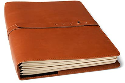 THEODORE Notizbucheinband aus Leder - 4 Gummibänder für 4 Notizbücher, großes Skizzenbuch (21,6 x 27,9 cm, XXL) - Perfekt für Erbstück-Tagebuch