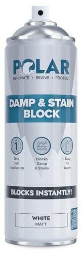 Polar Damp & Stain Block Spray | Matt White - 500ml | One Coat Anti Mould Spray | Damp Proof Paint for Internal Walls, Wood, Stone & Brick | Stain Blocker Paint for Ceiling
