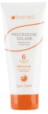 Niedrige Sonnenschutzcreme - LSF 6 - Bionell 200 ml schützt vor UVA- und UVB-Strahlen mit Betacarotin und Vitamin E