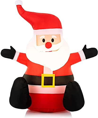 Celebright Christmas Inflatable Santa - Outdoor/Indoor Bright LED Light Up Porch Decoration - Built in Air Compressor - Pegs Included for Garden Use 100cm (3.3ft)
