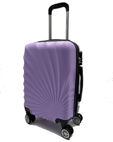 R.Leone Valigia da 1 pezzo Fino a Set 4 Trolley Rigido grande, medio, bagaglio a mano e beauty case 8 ruote in ABS 2092 (Lilla, M Media)