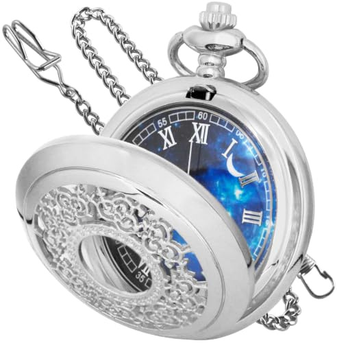 Tiong Quarz-Taschenuhr, kreative Stern-Taschenuhr, modische Hohle Taschenuhr, Männer und Frauen, Jubiläen, Sternennacht, Mond