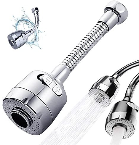 Faucet Aerator, Kitchen Tap Spray Head, Kitchen Faucet Extender Universal Faucet Spray Head, 360 Rotate Swivel Water Saving Tap Aerator Diffuser Faucet Nozzle Filter Adapter Replacement for Kitchen