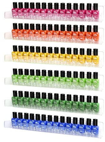 FFowcye Lot de 6 étagères murales transparentes pour vernis à ongles - En acrylique - Pour huiles essentielles, peinture à l'alcool - Peut contenir jusqu'à 90 bouteilles - 38,1 cm