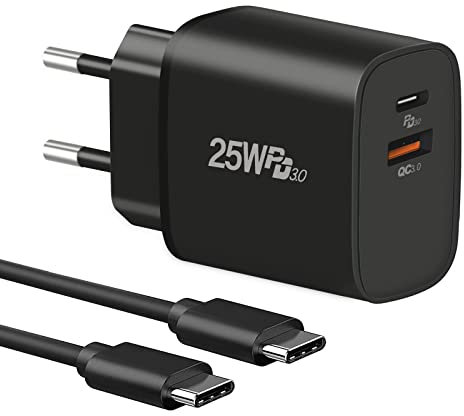 25W USB C Ladegerät, Super Schnellladegerät Ladestecker für Samsung S25, S25+, S25 Ultra,S24+, S24 Ultra, S23Ultra, S22 Ultra, A13, A53 5G, Tab S8 S6, Gtscnn PPS PD3.0 Dual Port mit 2m Type C Cable