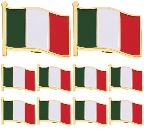 GALPADA Bandiera Italiana 10 Pz Festival Stufato Abbigliamento Vernice per Arredamento Festa Ferro Gadget Compleanno Bandiera Spilla Italiana