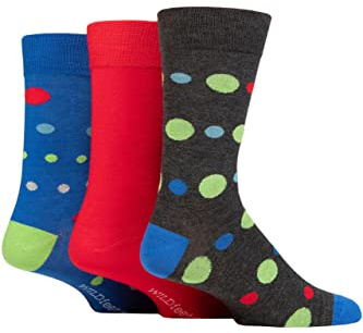 SockShop Wildfeet Mens Tree Boxed Bamboo Socks Pack of 3 Assorted Spots 7-11
