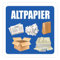Aufkleber für Abfall- und Mülltrennung Aufkleber 20x20cm - UV-Beständig und Wetterfest - Restmüll, Gelber Sack, Biomüll, Altpapier (Altpapier Aufkleber)