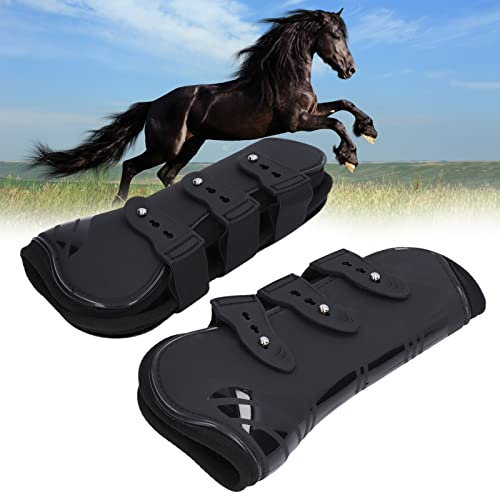 BigKing Pferdebein-Gamaschen, 2 Stück Pferdebein-Gamaschen PU-Neopren-schützende verstellbare Pferde-Sicherheitsstiefel für Sehne(XL-Schwarze Vorderbeine)