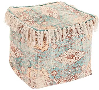 DKD Home Decor Bodenkissen Braun Grün Fransen Arabisch 40 x 40 x 40 cm, blau, Estándar