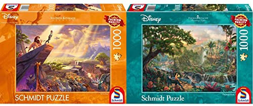 Schmidt Spiele 59673 Thomas Kinkade, Disney, König der Löwen, 1.000 Teile Puzzle, Bunt & 59473 Thomas Kinkade 59473-Thomas, Disney Dschungelbuch, Puzzle, 1000 Teile, Bunt