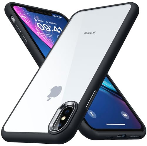 CANSHN Durchsichtige Hülle für iPhone X/XS [Nicht Vergilbend] Transparent Stoßfeste Schutzhülle mit Weiche Silikon Bumper Case Handyhülle für iPhone XS/X - Schwarz