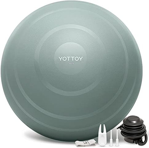 YOTTOY Anti-Burst Exercise Ball for Working Out & Yoga - Extra Thick Stability Ball for Pregnancy & Physical Therapy, Includes Pump (Green)