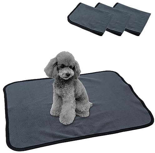 Hengu 4 Stück Waschbar Haustier-Urinunterlage,45 x 60 cm Wiederverwendbare Welpenunterlagen Matte für Hunde, Katzen, Meerschweinchen, Schnell Absorbierend Puppy Pads für Hundekäfig, Sofa und Boden