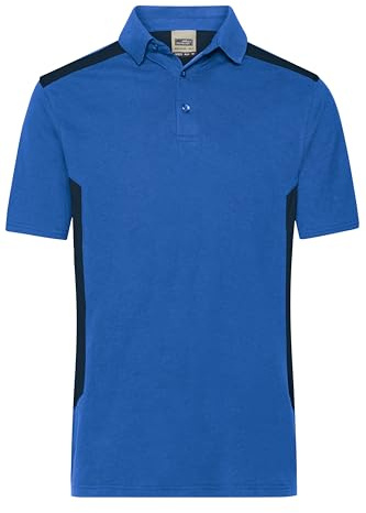 James & Nicholson Herren BIO Workwear Polo Kontrast - Pflegeleichtes Workwear Poloshirt aus Bio-Baumwolle und recyceltem Polyester | Farbe: royal/navy | Grösse: M