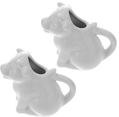 UPKOCH 2 Pièces En Céramique Petit Pot À Lait Café Expresso Sauce Blanche Bouilloire Blanche Mini Pichet Crémier Vache Crémier Avec Poignée Pot À Lait Crémier Céramique Blanc Verser Lait