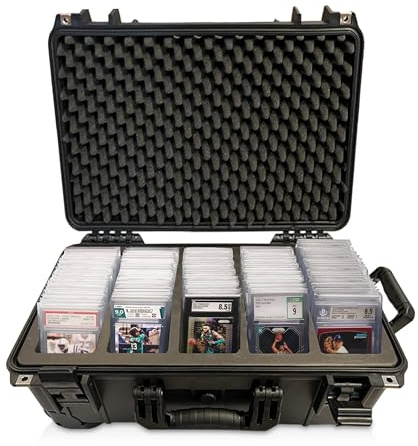 Wasserdichte Aufbewahrungsbox für Karten, EZ Reisekoffer mit Rollrädern, abgestufte Tragetasche, kompatibel mit über 100 Kartenplatten, Sport-Sammelkartenetui passend für PSA, CSG, BGS, SGC