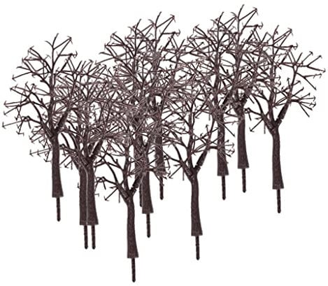 10 pcs 1:75 Scale Model Bare Trunk Trees for Train Track and Building Decoration - Brown, 12cm Height
