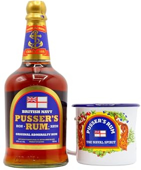 Pusser's - Branded Mug & Blue Label - Rum 70cl 40% ABV
