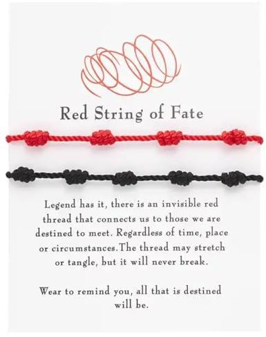 2 Pièces Bracelet Kabbalah Fil Rouge, amulette, Porte-Bonheur, Bonne Chance, Good Luck, Bracelet Rouge Bracelet Cordon Bracelet Oeil Bracelet Réglable Kabbalah Bracelet Fil Nœuds (Noir)