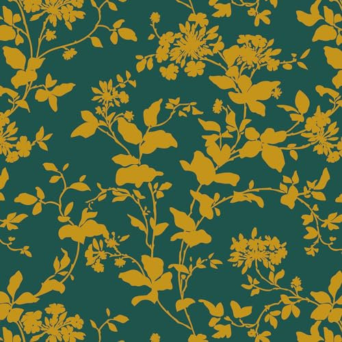 Reqfen 41CMX3M Peel and Stick Wallpaper Green and Yellow Leaves Floral Self Adhesive Wallpaper Vintage Vinyl Film Waterproof Contact Paper Sticky Back Plastic for Bedroom Living Room Wall Cabinets