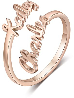 jewelora Personalisierte Namensringe für Frauen Gedrehte Ringe mit Namensgravur für Mutter Frau Damenschmuck