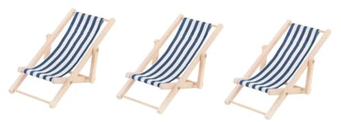 UPKOCH Puppen Spielzeug Strandkorb 3 Stück Streifenmöbel Aus Holz Für Kinder