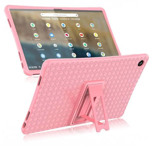 INSOLKIDON Compatibile con Lenovo Chromebook Duet 3 / Duet 370 (11 inch) Tablet Custodia protettiva in Silicone Cover con Funzione di Supporto (Rosa)