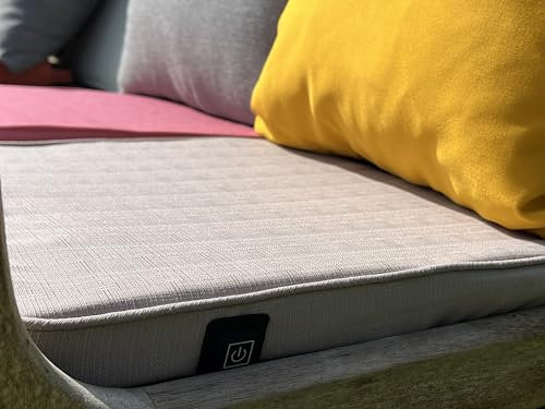 Coussin de banc de jardin avec chauffage - 5 cm en mousse à mémoire de forme + banque d'alimentation - Coussin d'assise sans fil pour jardin, terrasse, balcon - 40 x 40 x 5 cm - Résistant à l'eau et
