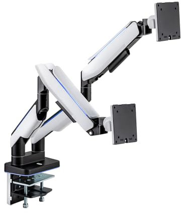 HINOMI CyberFlex Gaming Monitor Arm with RGB Lighting (White, Dual Arm)