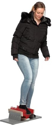 PROREGAL Robuster Schuhreiniger mit Bürsten & 4 Füßen | HxBxT 17x59x29cm | Stahl | Feuerverzinkt | Schuhputzer Schuhabstreifer