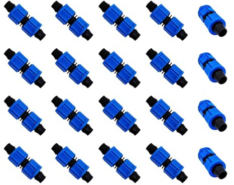20X Drip Irrigation Coupling Blue Connector Farm Irrigation Tools, Universal Joint Drip Tube Fitting Set (16mm)