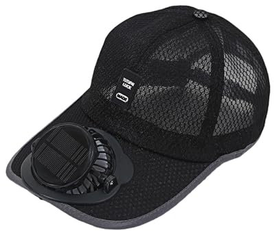 Sun Visor Hats with Fan Solar Powered/USB Charging Beach Hat Fan Visor Hat, Black