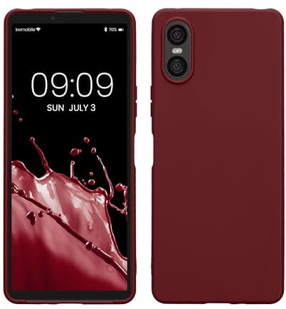 kwmobile Hülle kompatibel mit Sony Xperia 10 VI Hülle - weiches TPU Silikon Case - Cover geeignet für kabelloses Laden - Bordeaux Violett